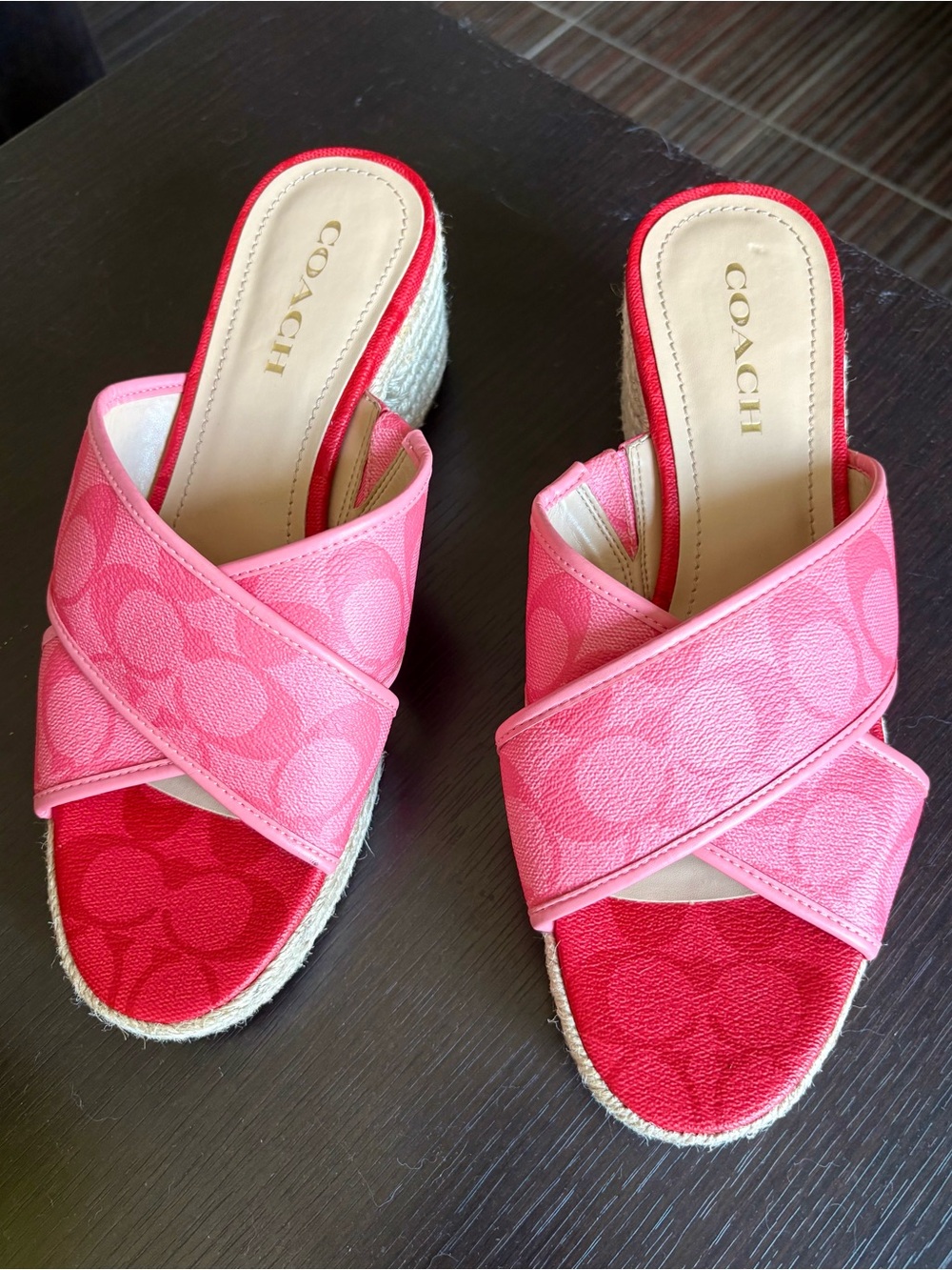 Coach Y2K 2000’s Pink Crisscross Espadrille Slide Sandals